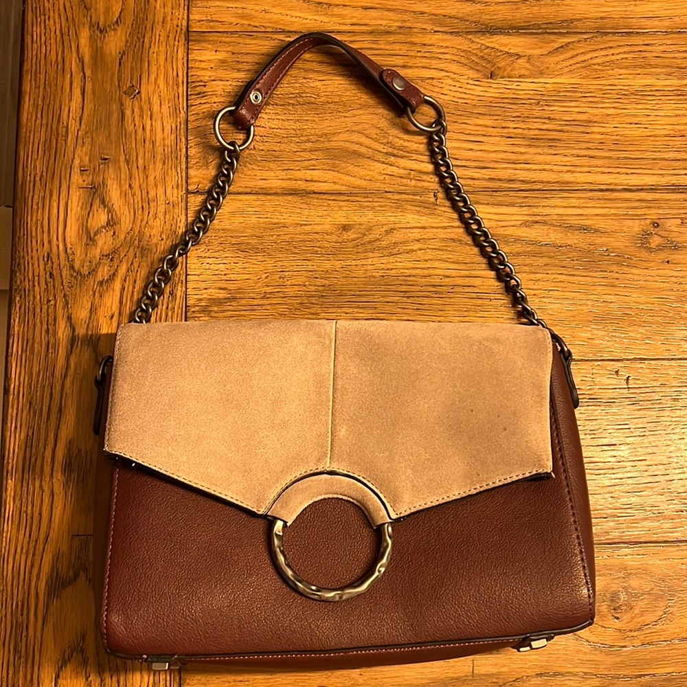 Purple and grey suede purse
